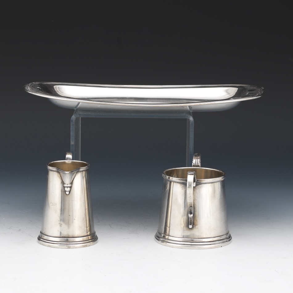Wallace Sterling Tray and Revere Sterling Creamer and Sugar Bowl - Image 2 of 7