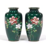 Pair of Chinese Mirror Image Ginabri CloisonnÃ© Enameled Vases