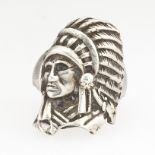 Sterling Silver Indian Chief Ring