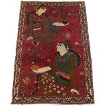 Semi-Antique Fine Hand-Knotted Shiraz Pictorial Carpet