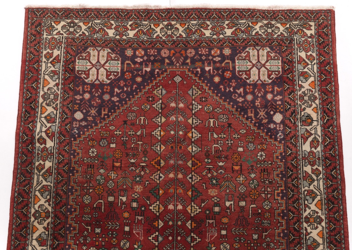 Semi-Antique Fine Hand-Knotted Abadeh Pictorial Carpet - Image 3 of 4