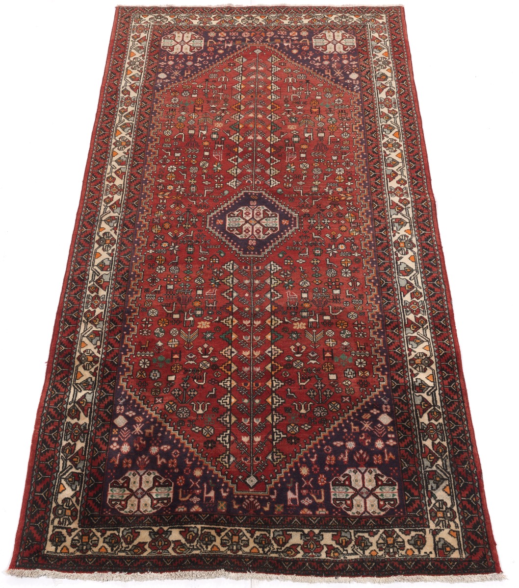 Semi-Antique Fine Hand-Knotted Abadeh Pictorial Carpet