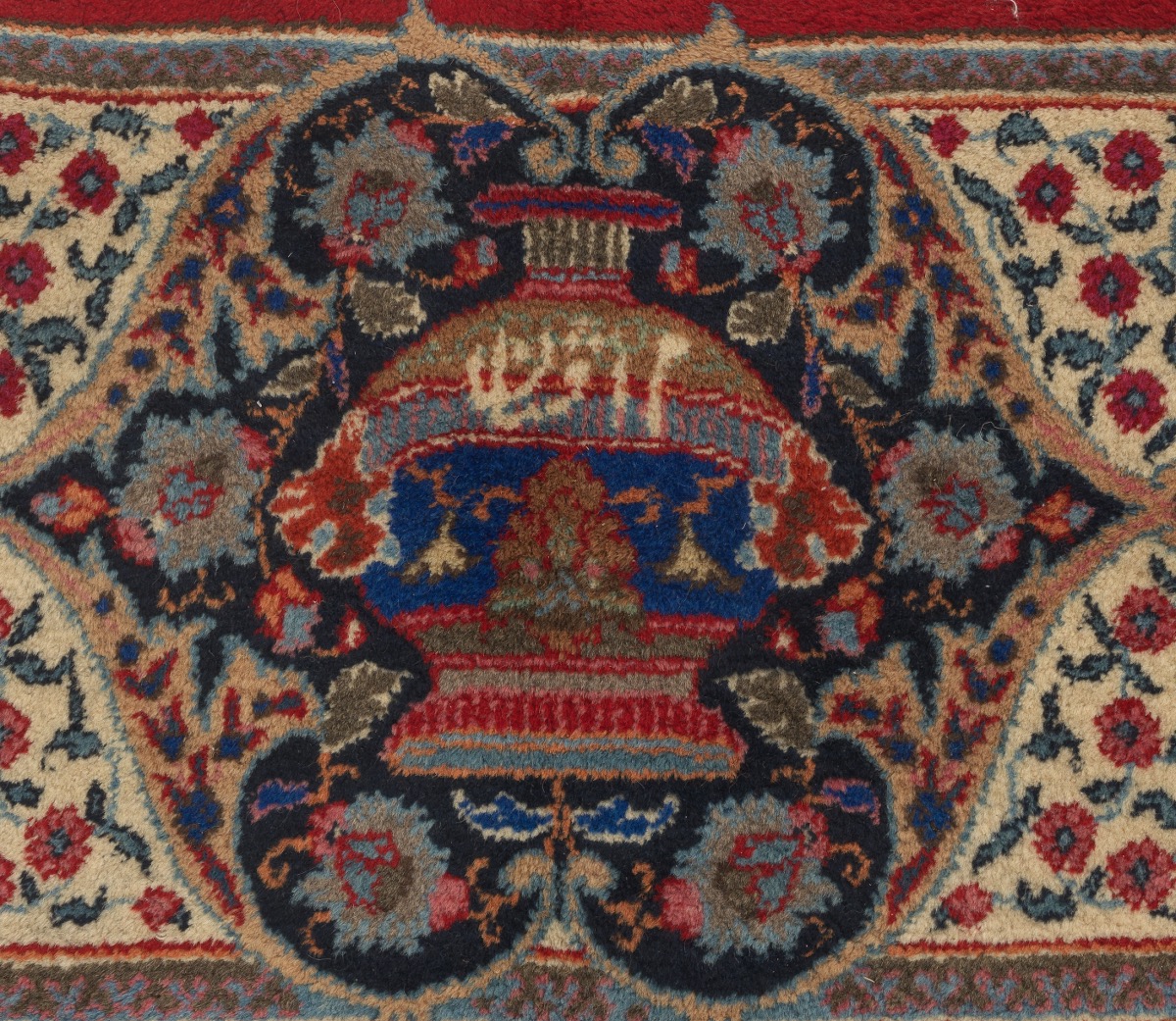 Semi-Antique Very Fine Hand-Knotted Signed Kashmar Pictorial Carpet - Image 5 of 6