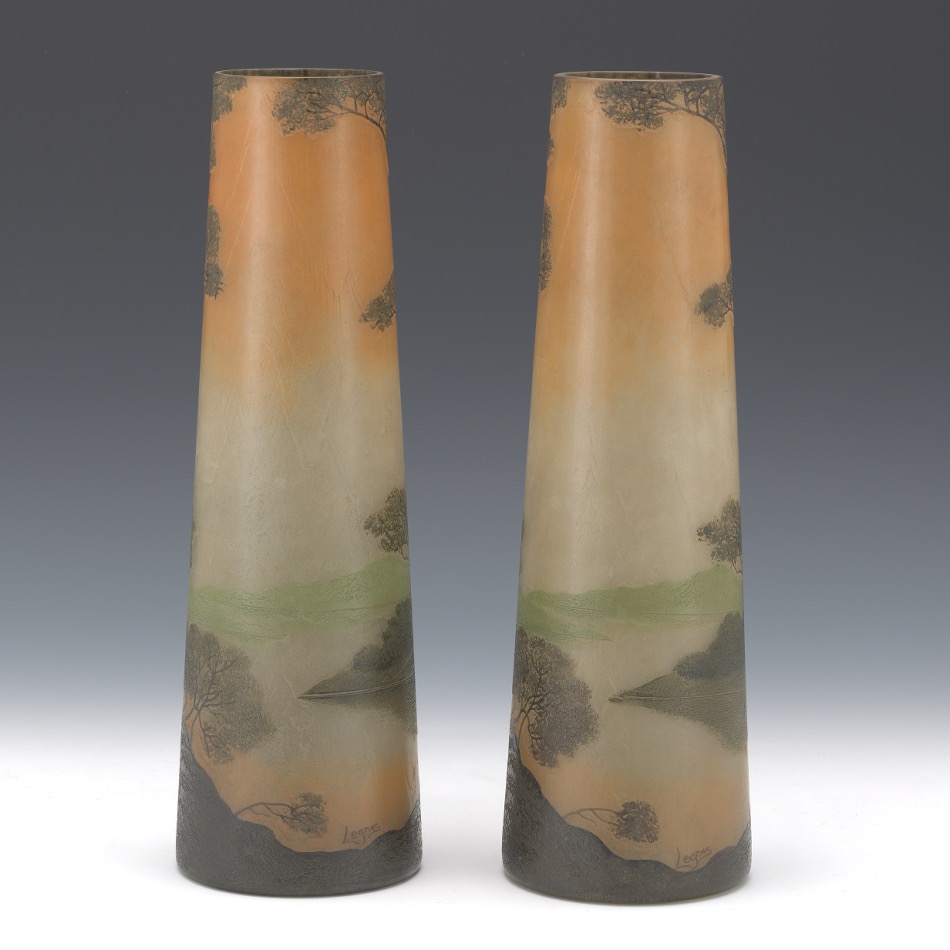 Pair of Legras Cameo and Painted Scenic Vases - Image 3 of 7