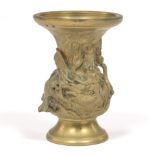 Chinese Gilt Bronze High Relief Dragon Vase