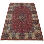Semi-Antique Very Fine Hand-Knotted Signed Kashmar Pictorial Carpet
