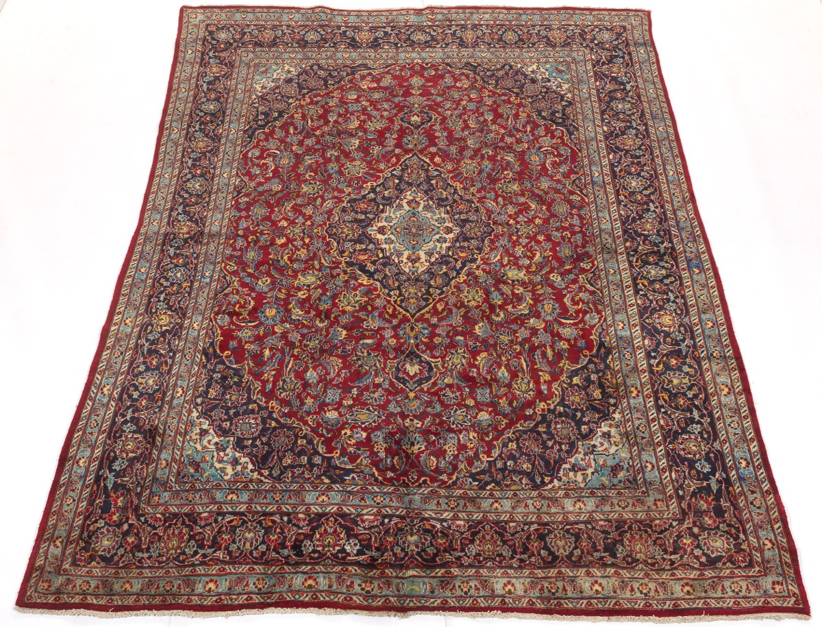 Semi-Antique Fine Hand-Knotted Kashan Carpet