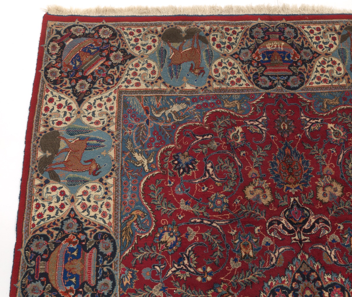 Semi-Antique Very Fine Hand-Knotted Signed Kashmar Pictorial Carpet - Image 4 of 6