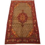 Semi-Antique Hand-Knotted Kurdish Bijar Carpet