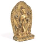 Tibetan Gilt Bronze Cabinet Sculpture of Buddha Shakyamuni