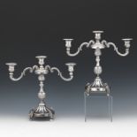 Pair of Sanborn Sterling Silver Three-Light Candelabra