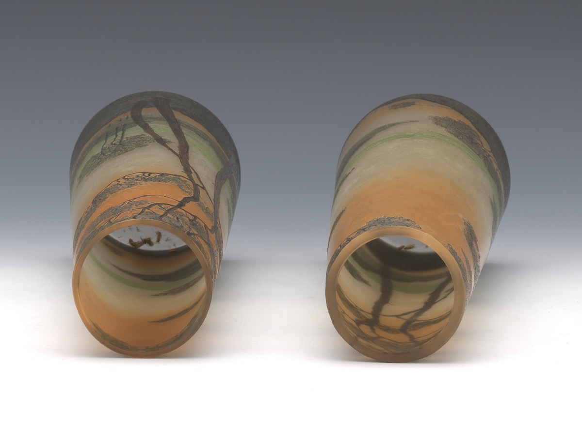 Pair of Legras Cameo and Painted Scenic Vases - Image 6 of 7