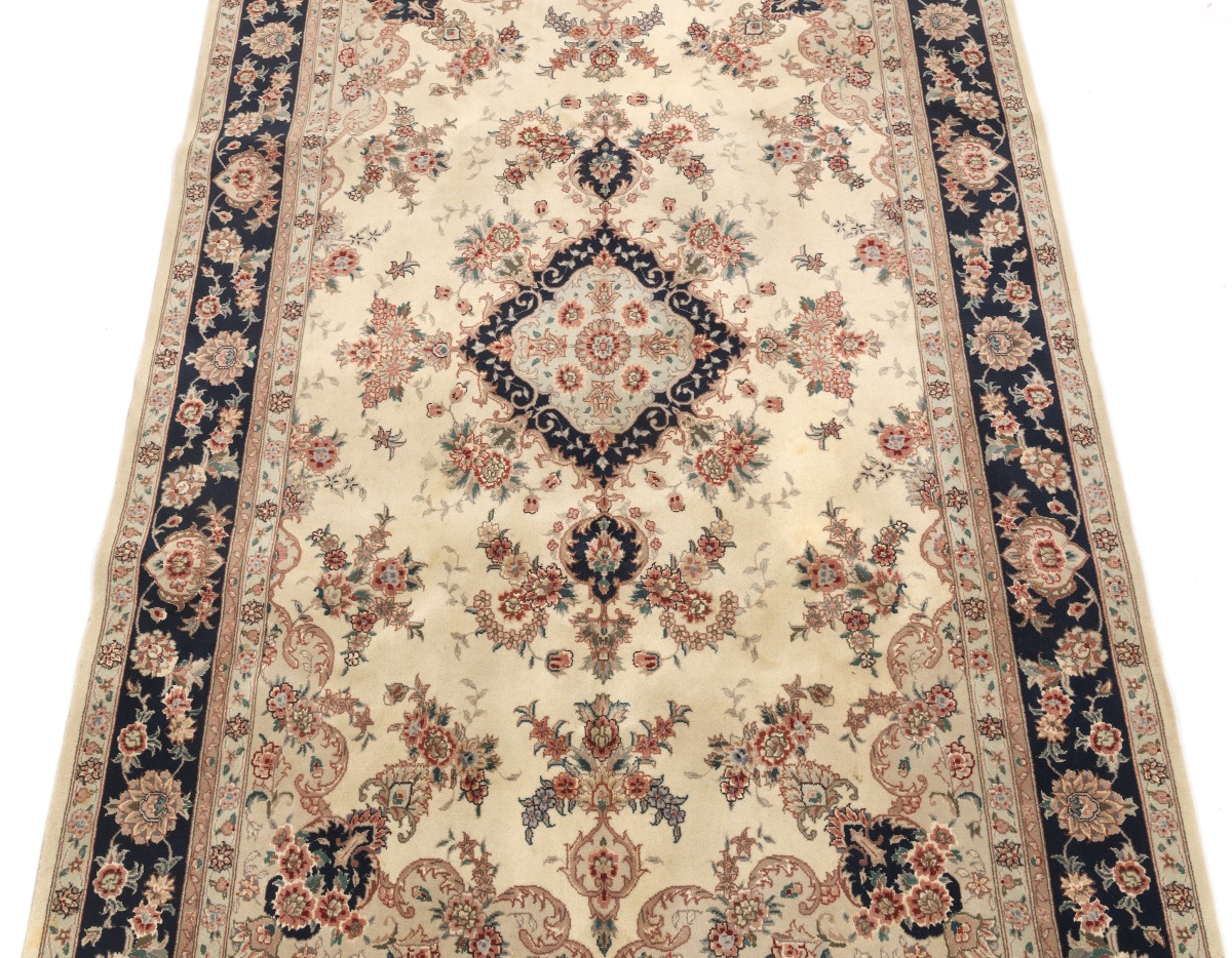 Very Fine Hand-Knotted Silk and Wool Tabriz Carpet - Image 2 of 4