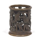 Chinese Bronze Sparrows and Bamboo Brush Holder