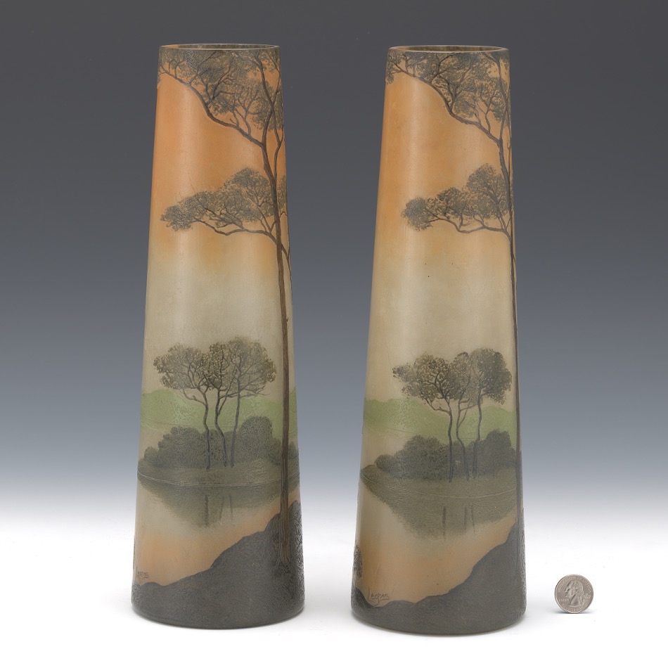 Pair of Legras Cameo and Painted Scenic Vases - Image 2 of 7