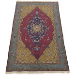 Semi-Antique Fine Hand-Knotted Silk Blend Qum Carpet