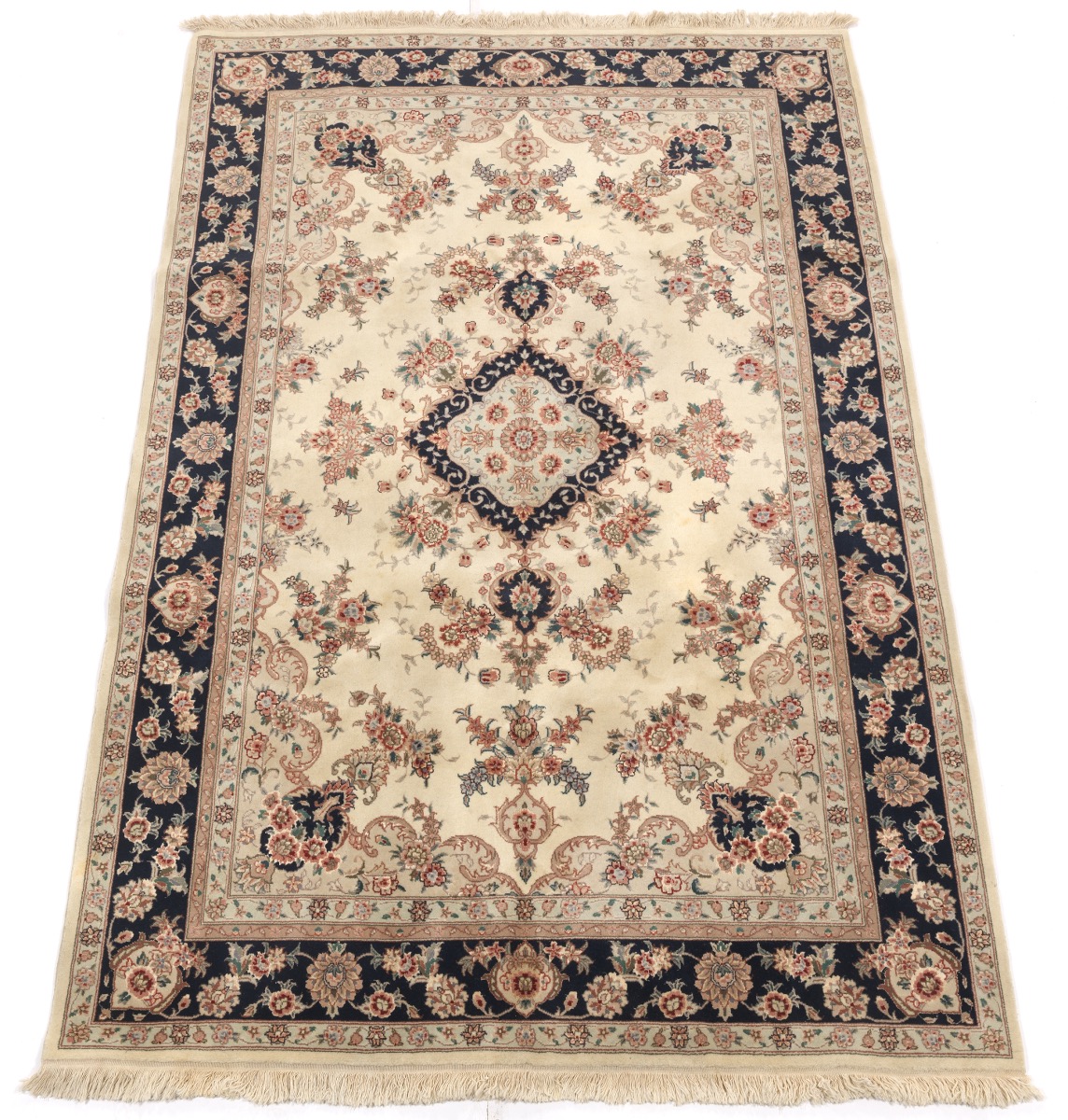 Very Fine Hand-Knotted Silk and Wool Tabriz Carpet