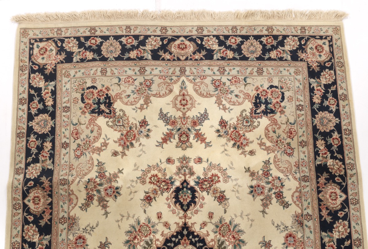 Very Fine Hand-Knotted Silk and Wool Tabriz Carpet - Image 3 of 4