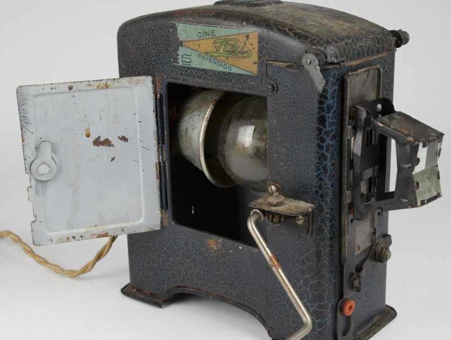 Blechspielzeug Filmprojektor, gem. Cine Rai Patentado, Spanien, 1930er J., elektrisch, Kurbel, Teile - Bild 2 aus 2