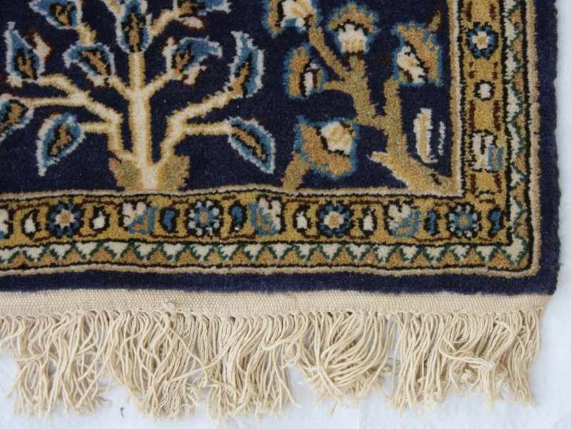 Orientbrücke Iran, Baumwolle/Wolle, handgeknüpft, Paradiesgarten, hellblaues Feld, dunkelblaue - Bild 3 aus 5