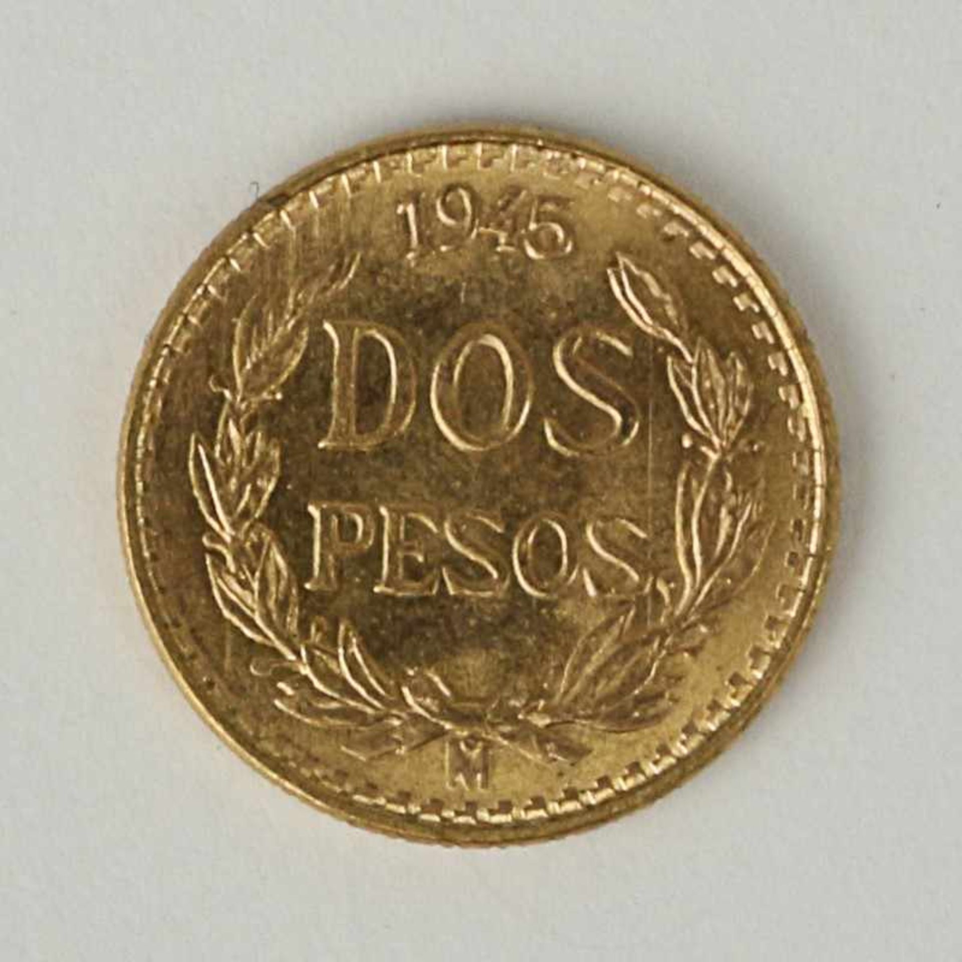 Gold Mexiko - 2 Pesos 1945 M, D 1,2 cm, G 1,67g, stgl.