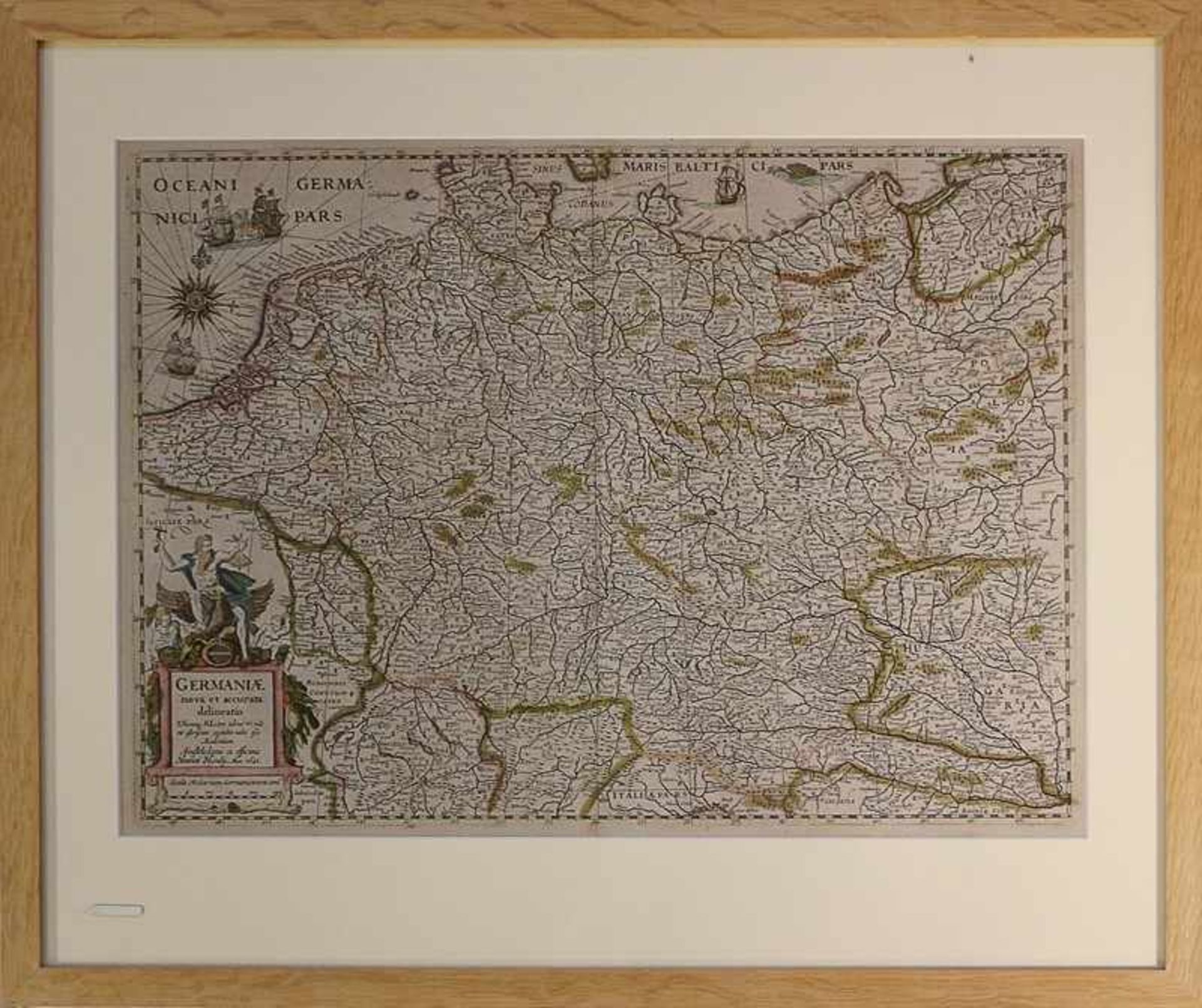 Karte - Deutschland dat. 1631, "Germaniae nova et accurata delineatio", Kupferstichkarte,