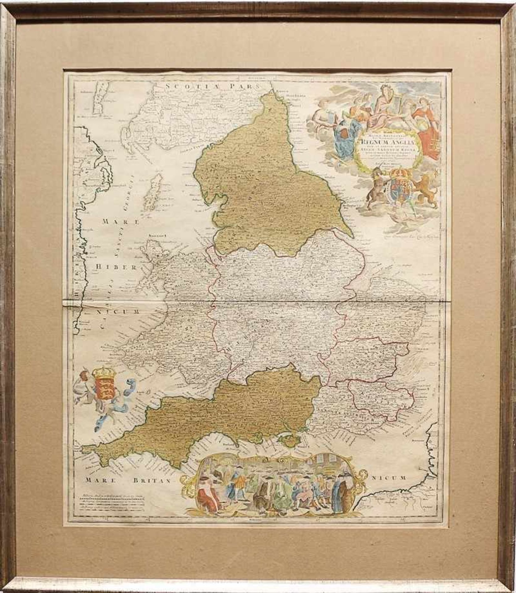 Karte - Homann, Johann Baptist 1664 Oberkammlach-1724 Nürnberg, "Magnae Britanniae pars Meridionalis