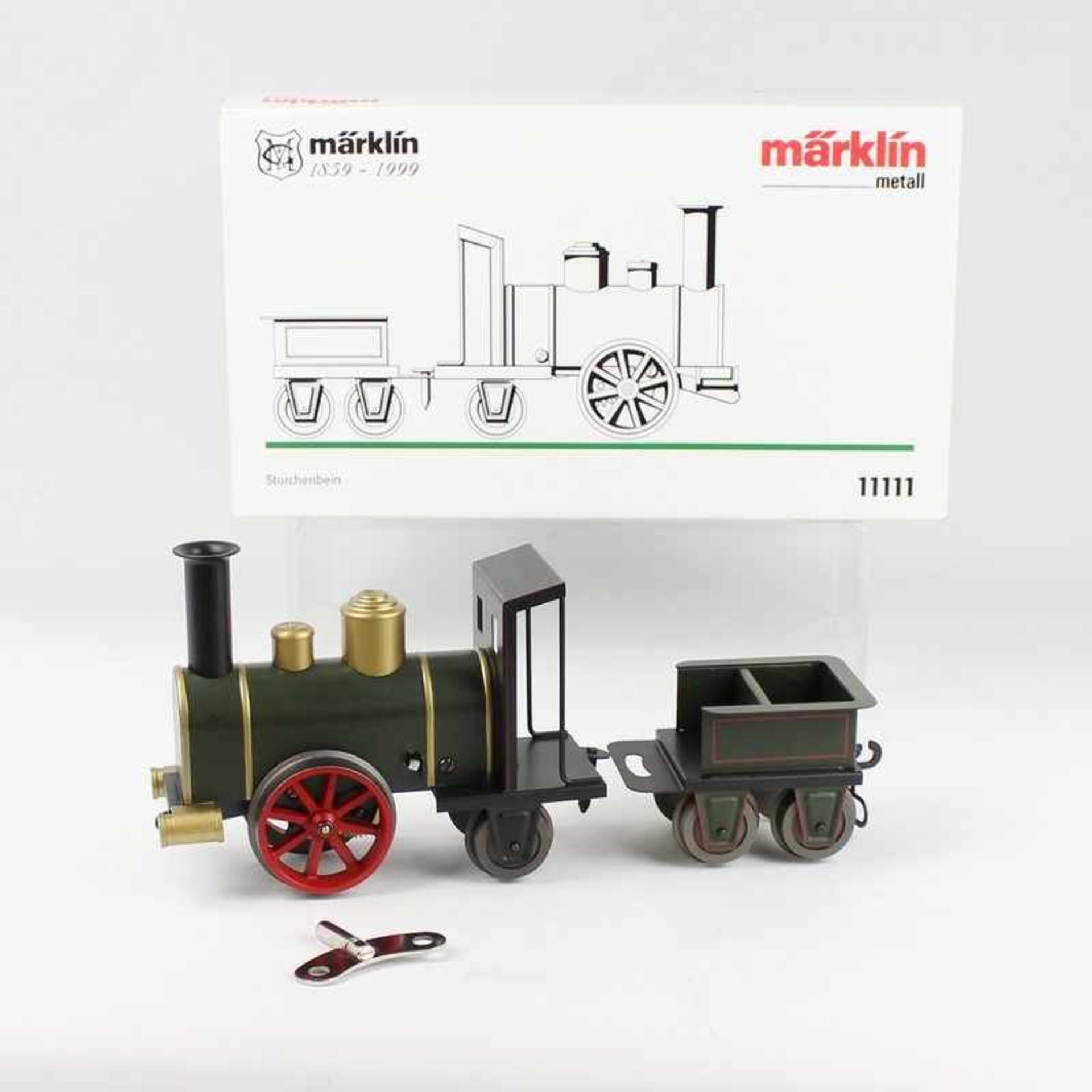 Märklin - Eisenbahn Dampflok mit Schlepptender, "Storchenbein", 11111, S1, Replik nach dem Orig. von