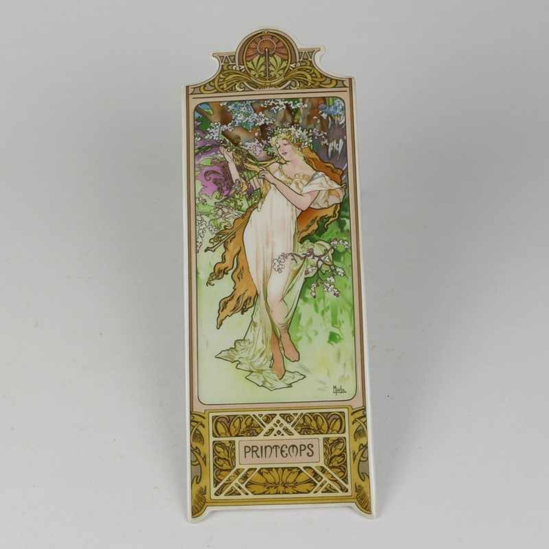 Hutschenreuther - Wandplakette nach 1969, schwarze Stempelmarke, Entw. Alfons Mucha, "Der