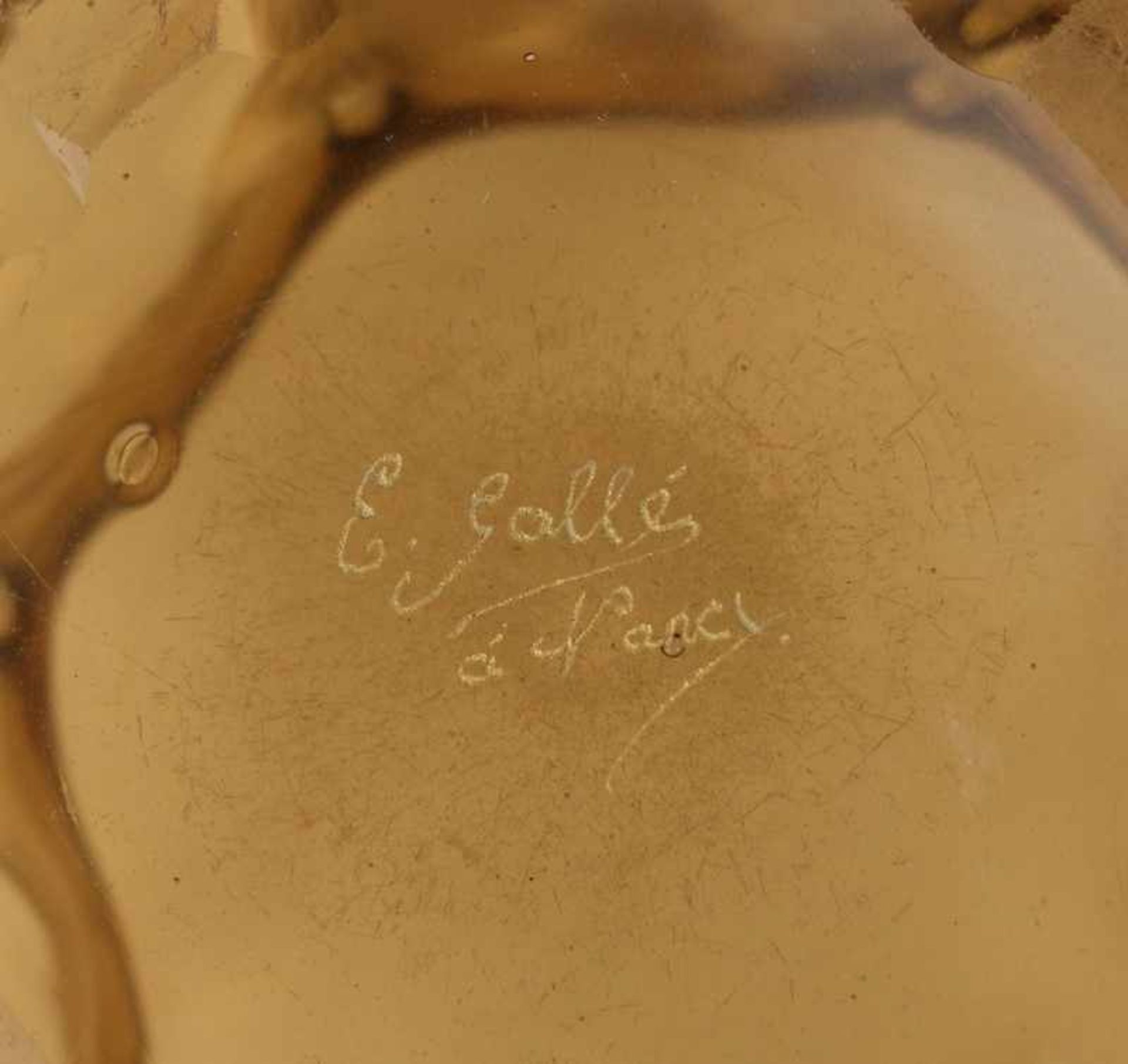 Gallé - Vase E. 19. Jh., Historismus, Emile Gallé, Frankreich, bernsteinfarbenes Glas, bauchiger - Bild 2 aus 2