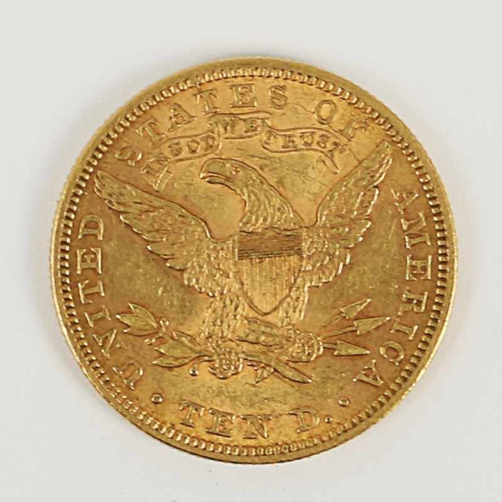 Gold USA - 10 Dollar 1893 American Liberty Head, D 27 mm, G 15g, vz - Bild 2 aus 2