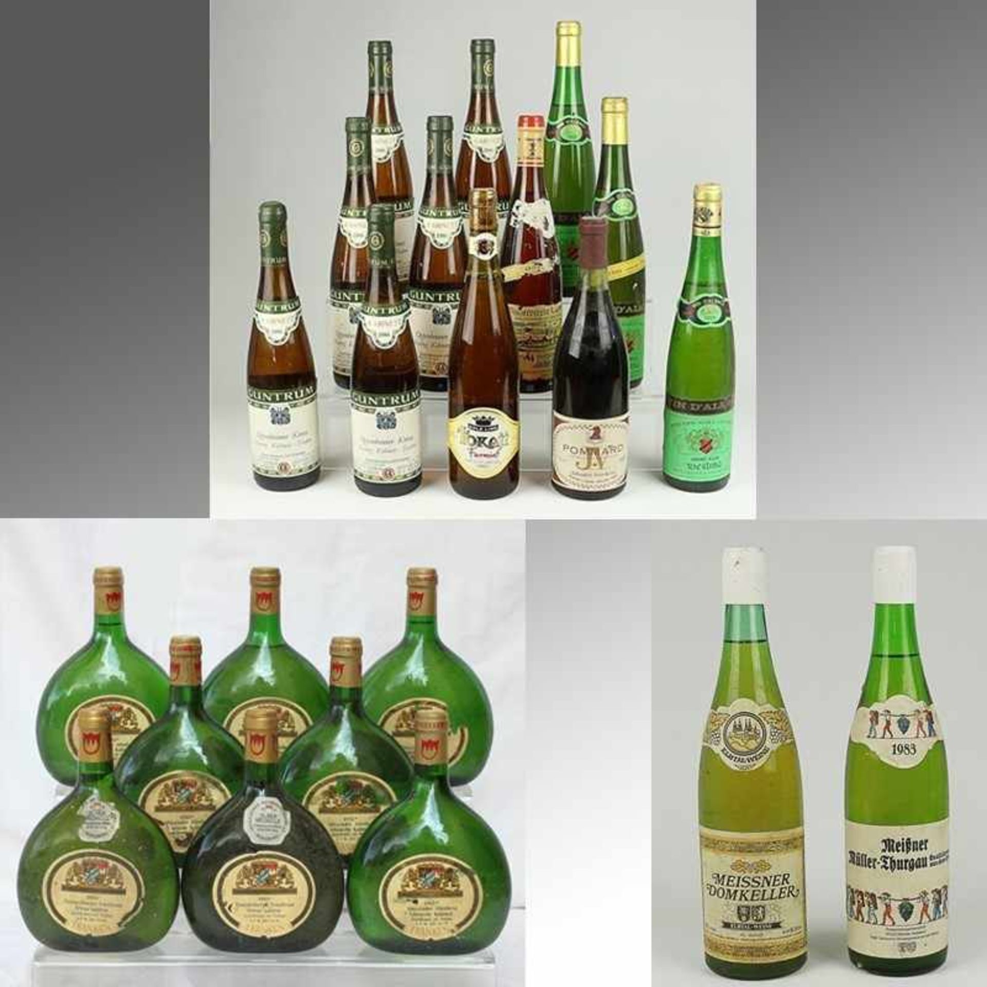 Wein - Konvolut 22 Fl., Deutschland: 1 Meissner Domkeller, 1 Meißner Müller -Thurgau, 1983, VEG