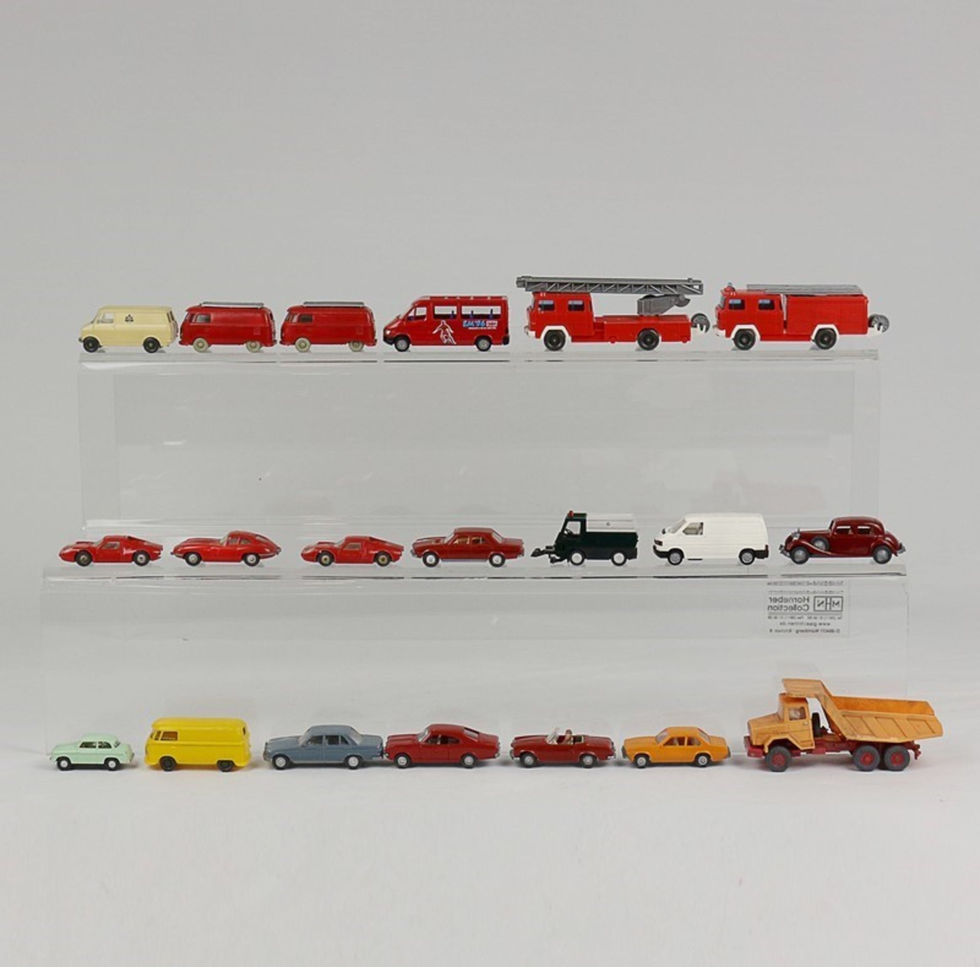 Wiking - Modellautos 20 T.; u.a. 4 Feuerwehrautos, Kehrmaschine, Opel Ascona orange, ber.