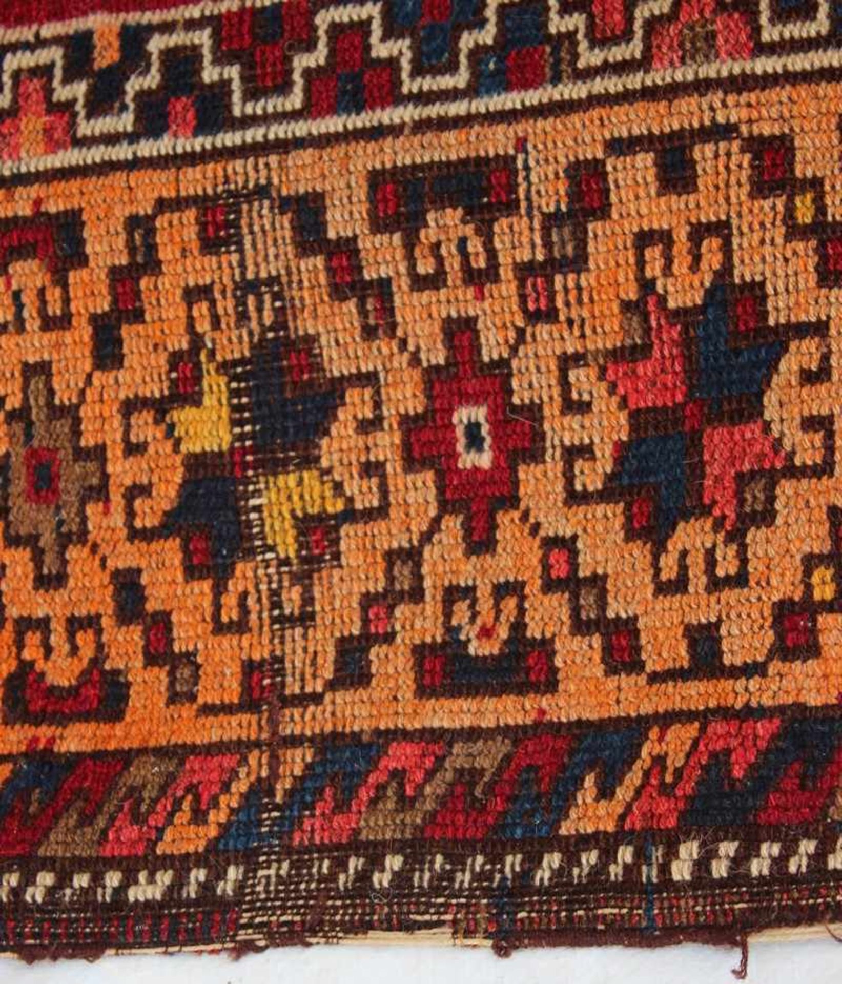 Orientgalerie wohl Osttürkei, Wolle/Wolle, sehr kurzer Flor, rotes Feld mit 5 hakenbesetzten - Bild 6 aus 7