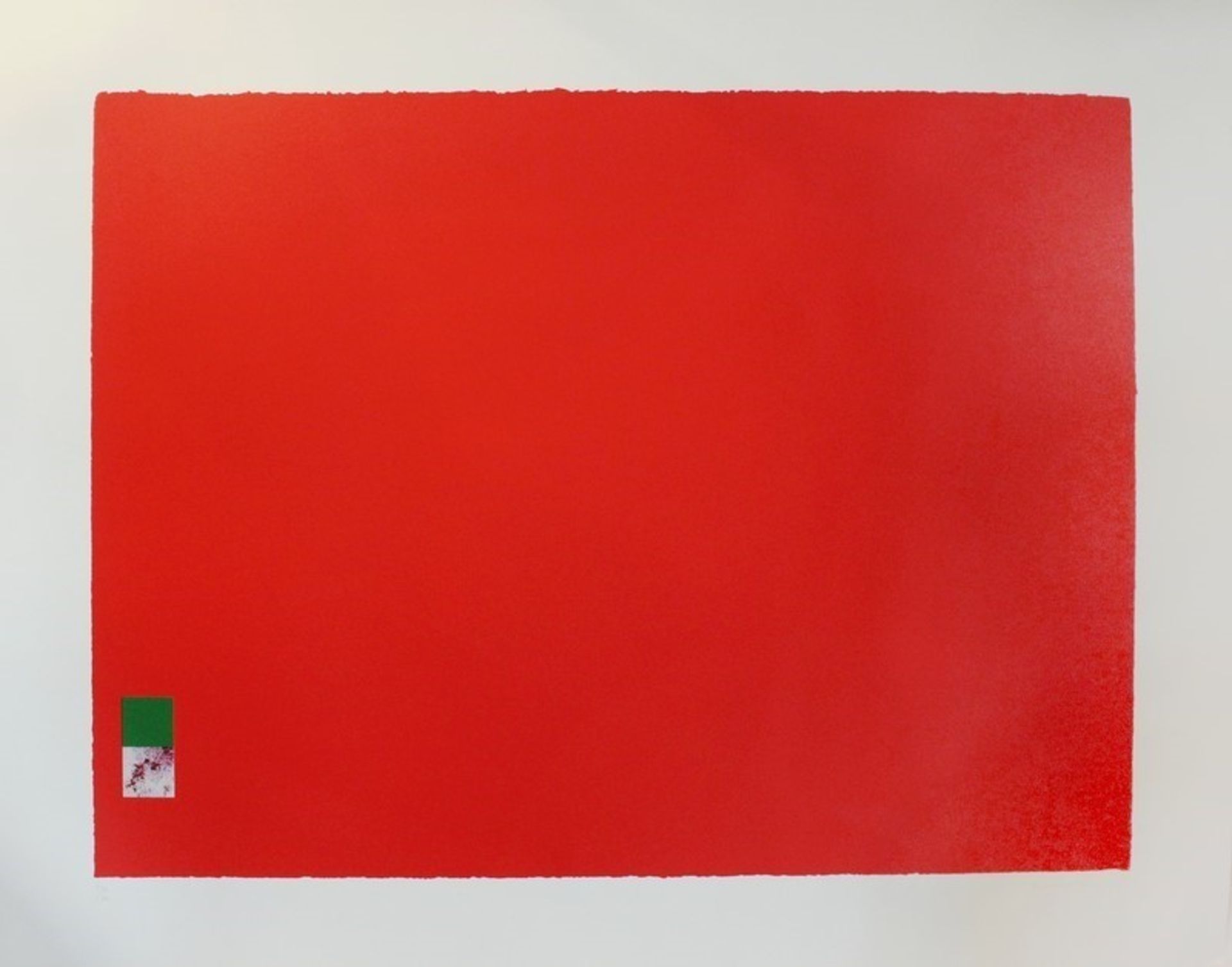 Vaux, Marc "Rot", Farbserigraphie, rote Fläche m. grünem u. marmoriertem Quadrat., li. un. num. 34/