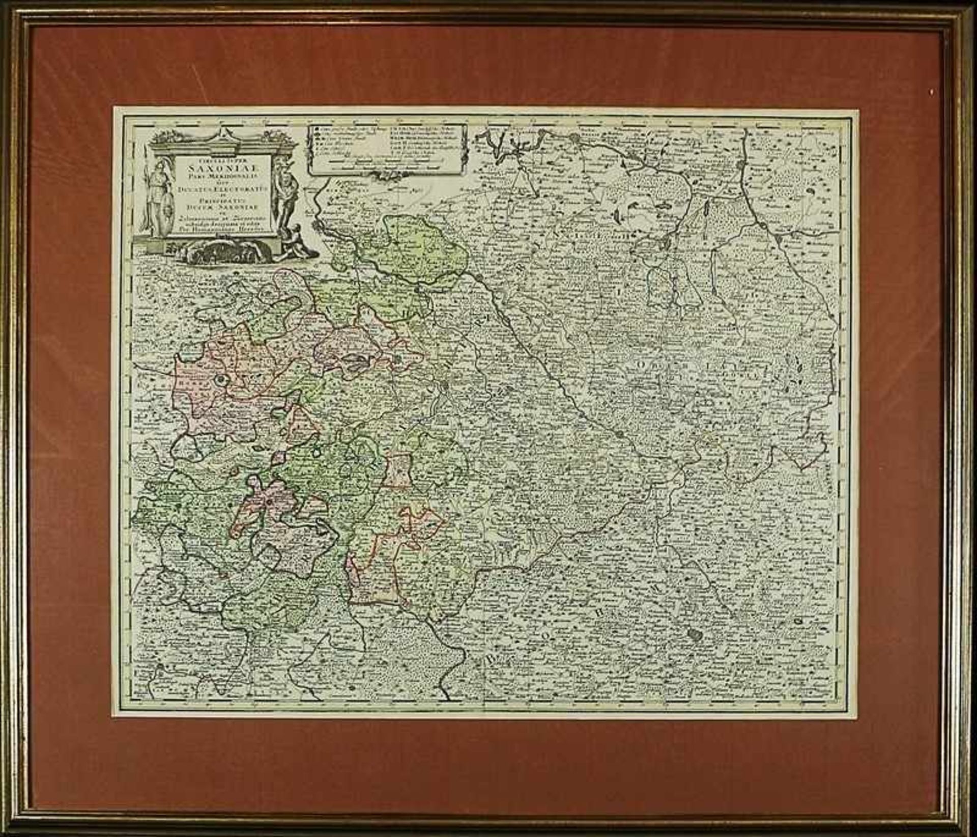 Karte - Homanns Erben 18. Jh., "Circuli super Saxoniae", Kupferstichkarte, teilkoloriert, m.