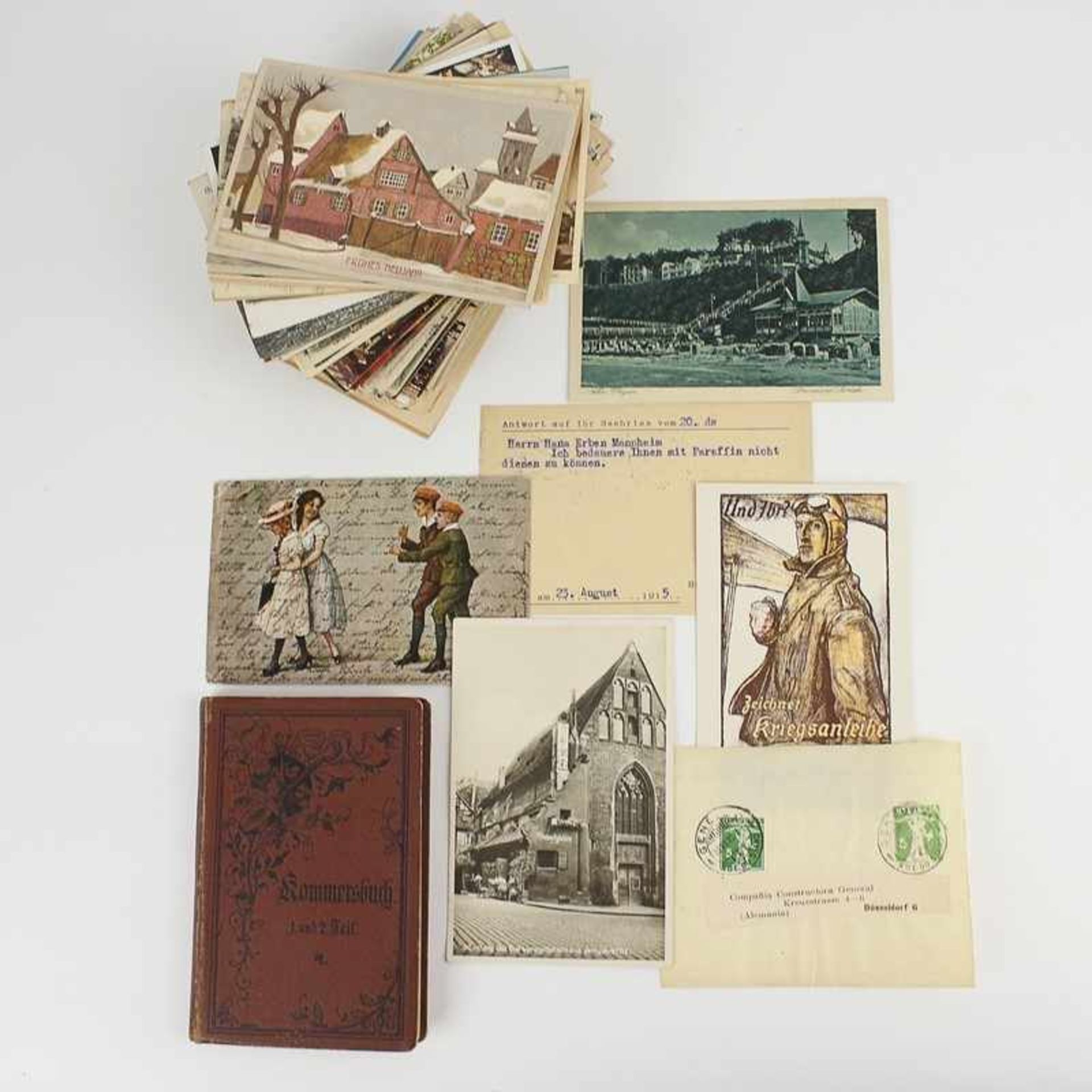 Postkarten ab ca. 1910, s./w. u. farb. lithogr., Stadtansichten, Kinder, Ganzsachen, Briefe,