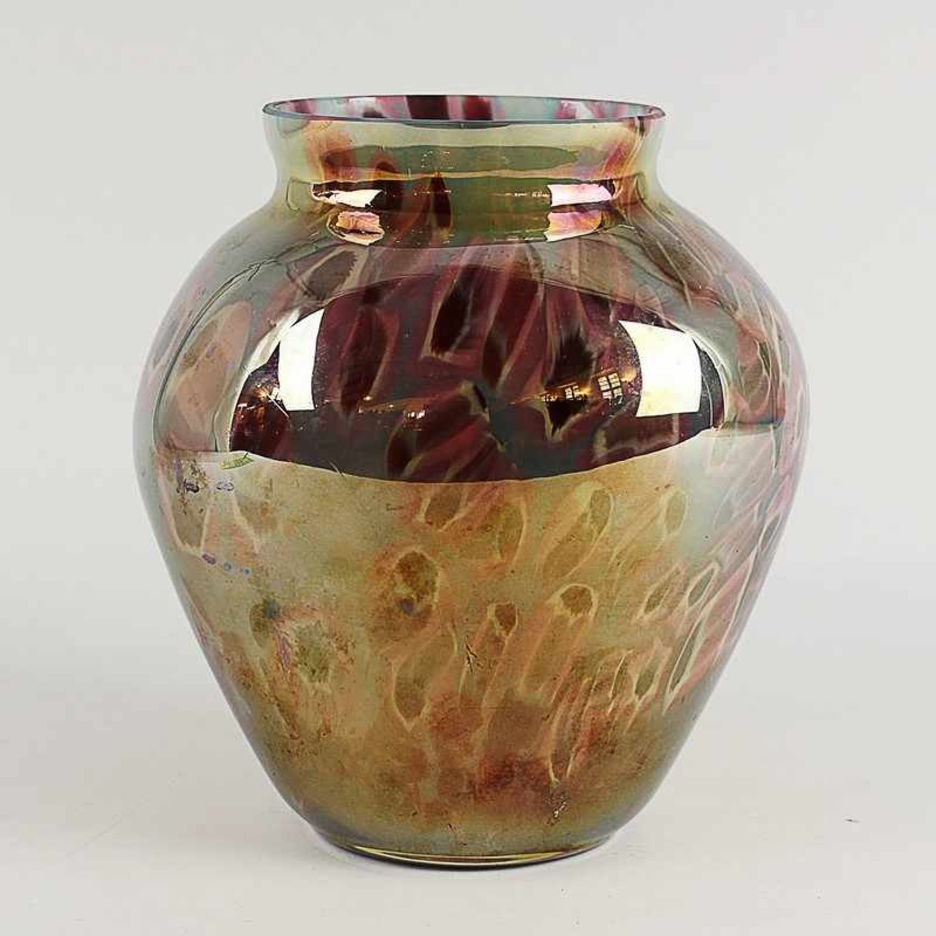 Kralik - Vase um 1920, Jugendstil, Wilhelm Kralik Sohn, Eleonorenhain, farbloses Glas, runder Stand,