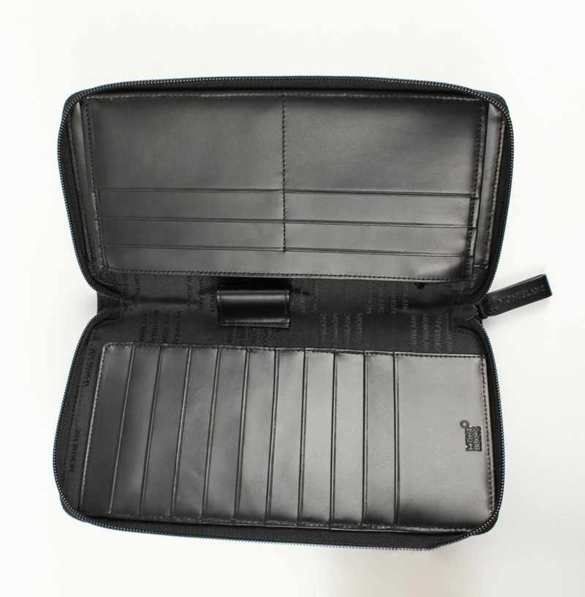 Montblanc - Reisebrieftasche exklusive große Brieftasche, schwarzes Leder & Nylon, Reißverschluss,