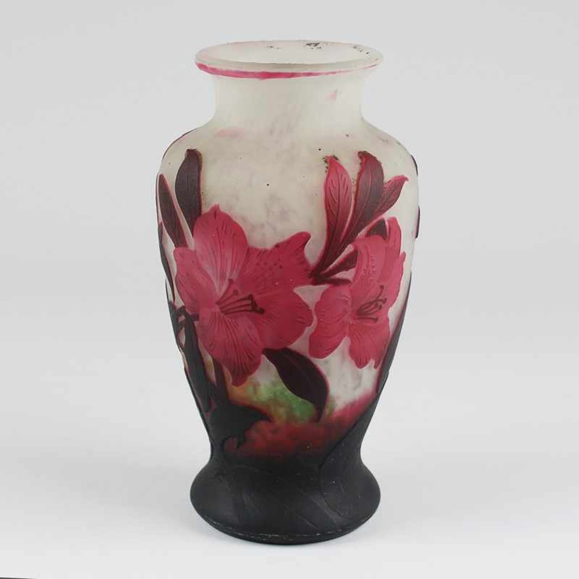 Muller Frères - Vase ab 1919, Jugendstil, Muller Frères, Lunéville, Frankreich, farbloses dickw.