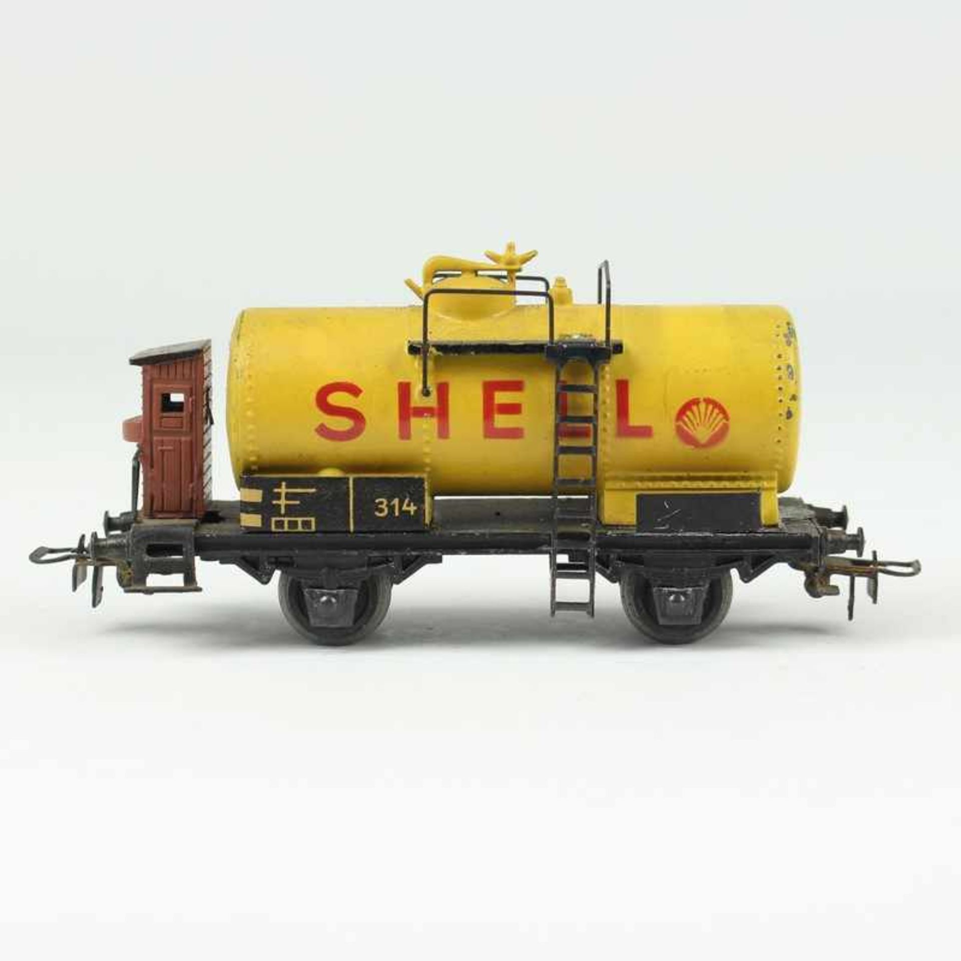 Märklin - Eisenbahn Kesselwagen "Shell" mit Bremserhaus, um 1952/54, H0, best., besp., Alterssp.