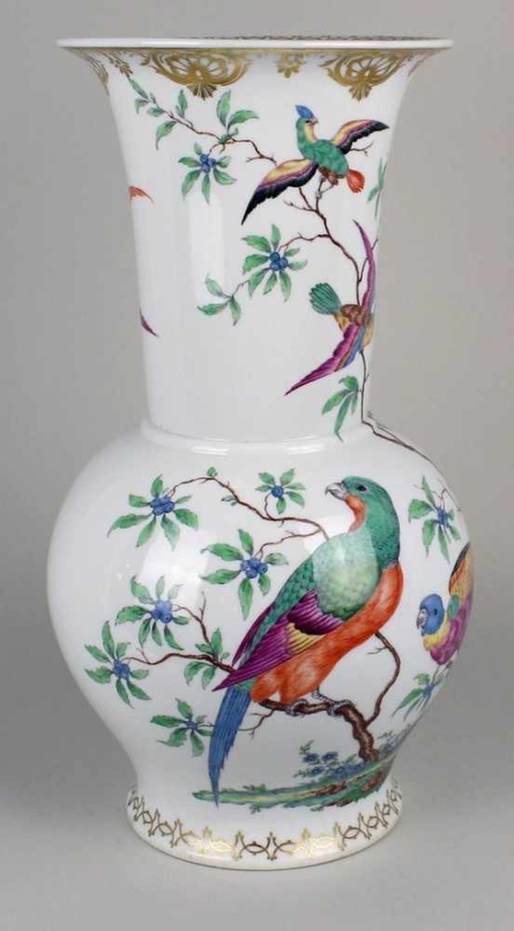 Nymphenburg - Bodenvase 1900-1920, grüne Stempelmarke, Pressmarke, Modellnr. 1037, runder Stand, - Bild 3 aus 8