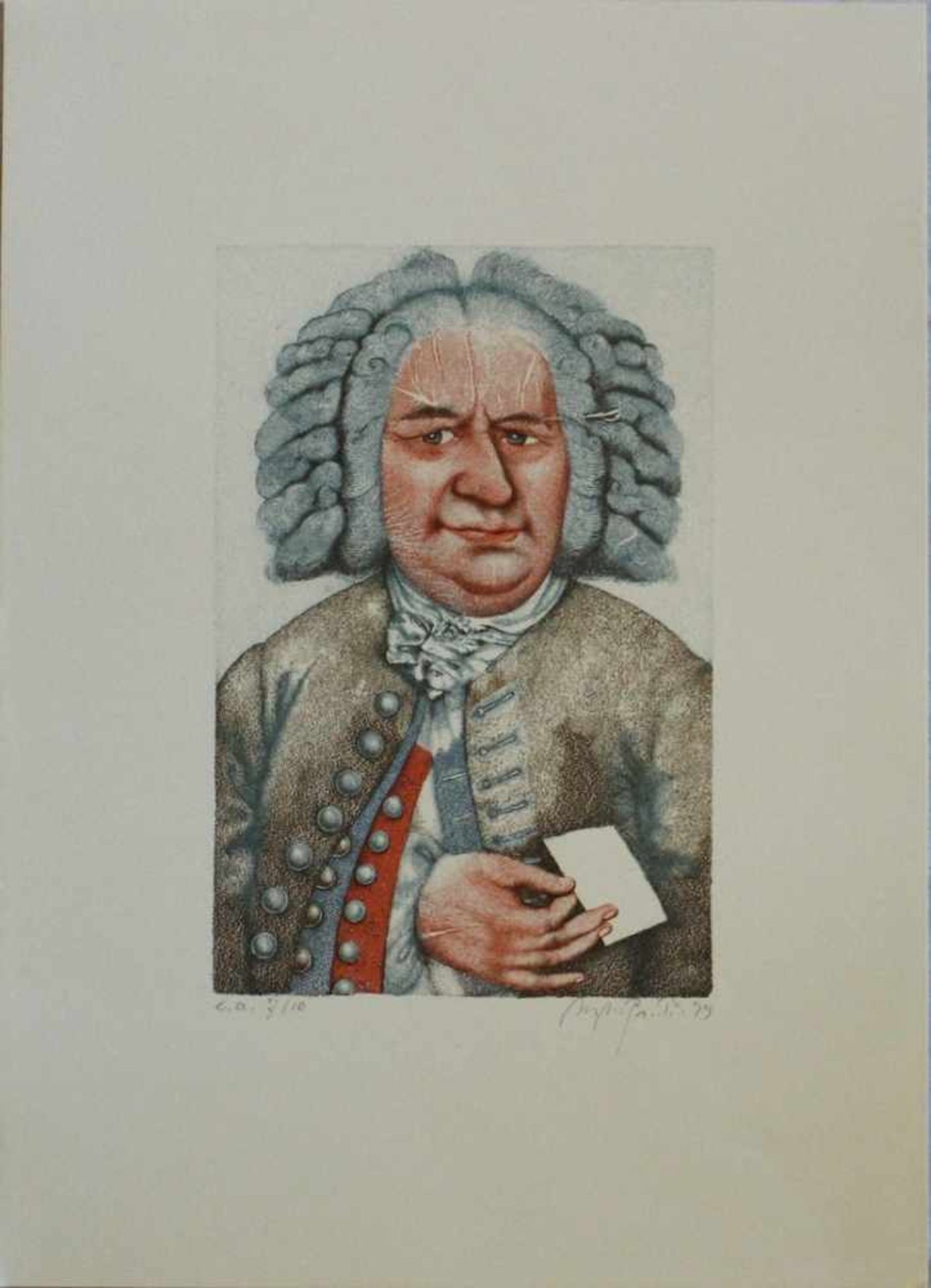 Prechtl, Michael Mathias "Bildnis von Johann Sebastian Bach", Farblitho., li. un. bez. "e.a." u.