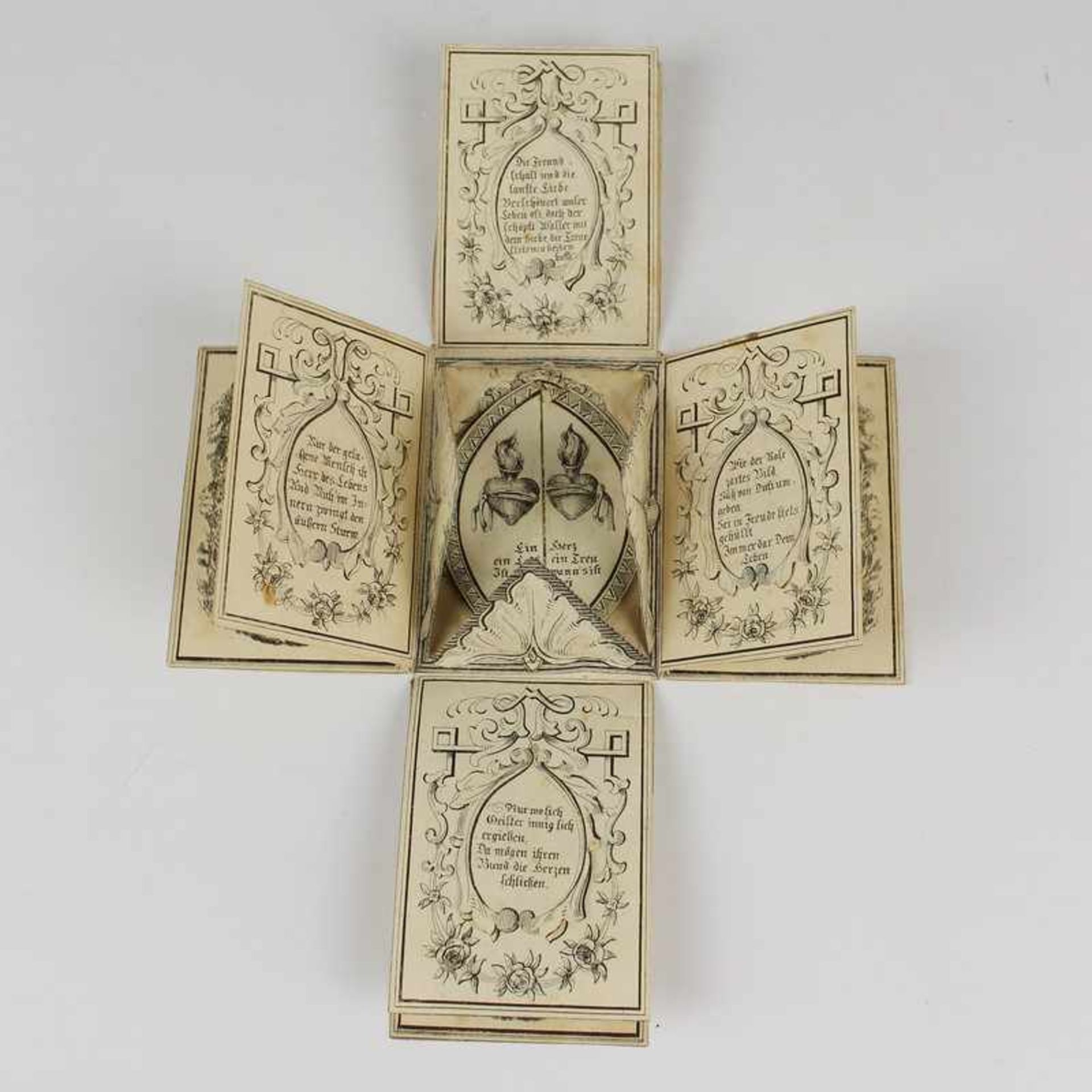 Biedermeier - Grußkarte 1.H.19.Jh., aufwendig gearbeitete Kupferstichkarte, vielfach klappbar,