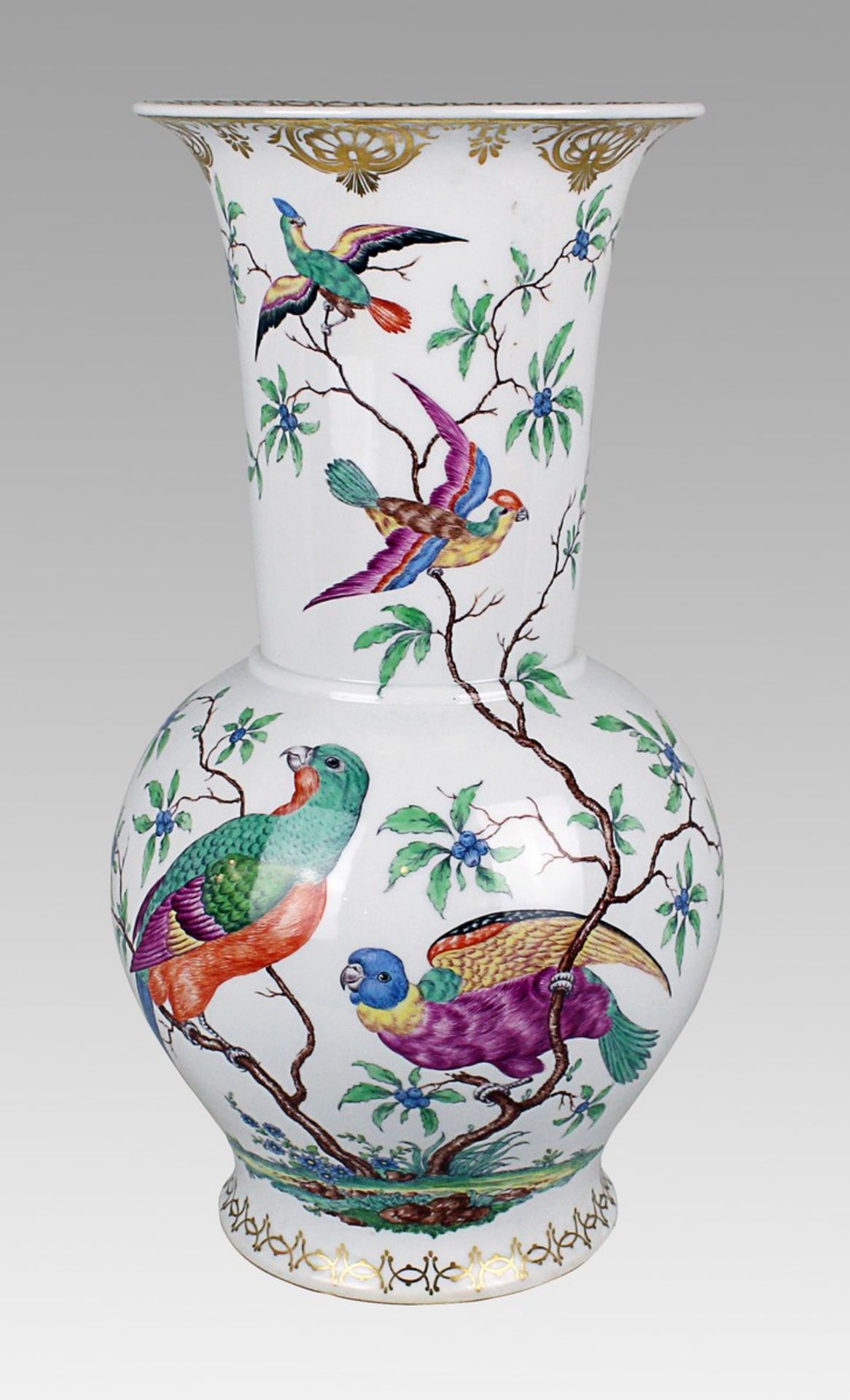 Nymphenburg - Bodenvase 1900-1920, grüne Stempelmarke, Pressmarke, Modellnr. 1037, runder Stand,