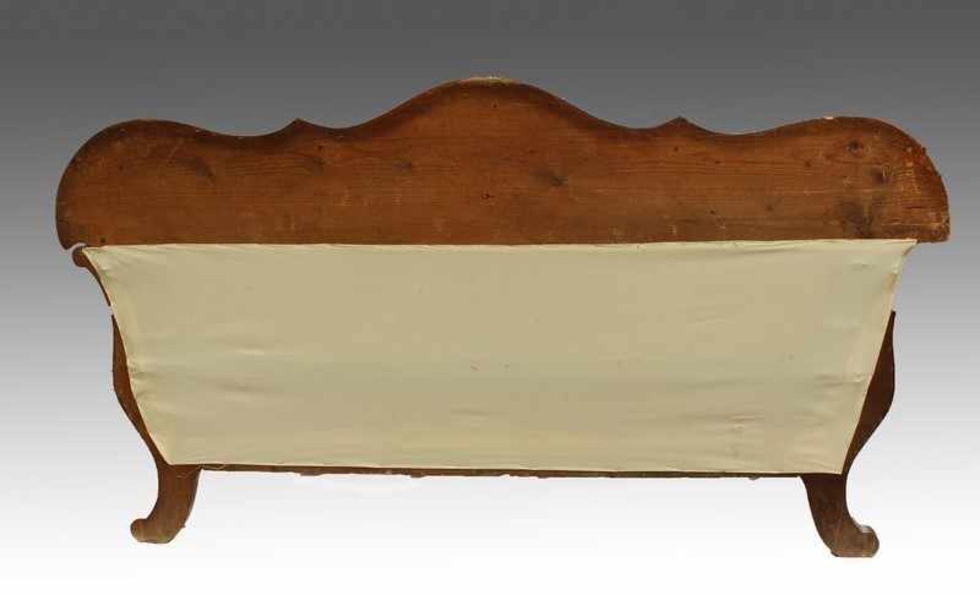 Biedermeier - Sofa um 1830, süddeutsch, Nussbaum furniert u. massiv, Volutenfüße, mehrfach - Bild 3 aus 3