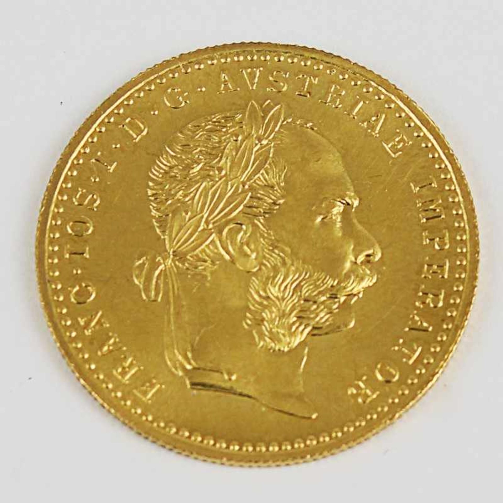 Gold Österreich - 1 Dukat 1915 Kaiser Franz Joseph 1915, NP, G 3g, im Etui, vz