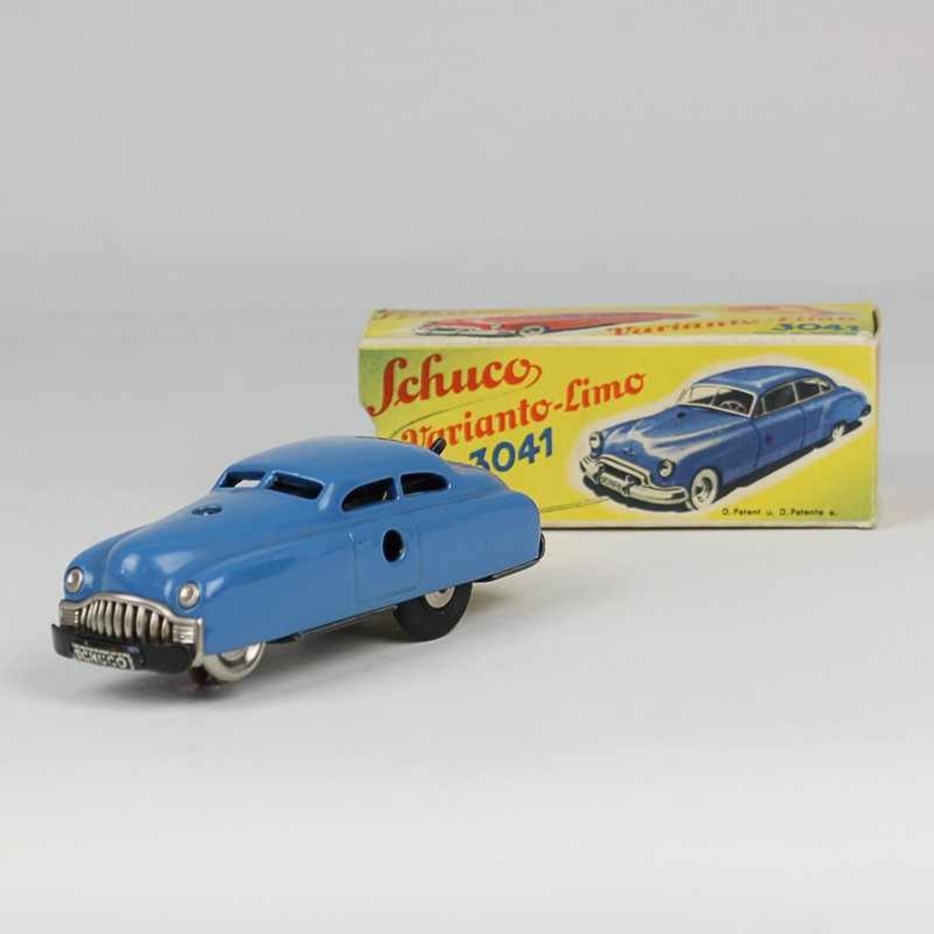 Schuco - Blechspielzeug Varianto-Limo 3041, um 1951/65, blaue Limousine, Uhrwerk fkt.tüchtig, 3