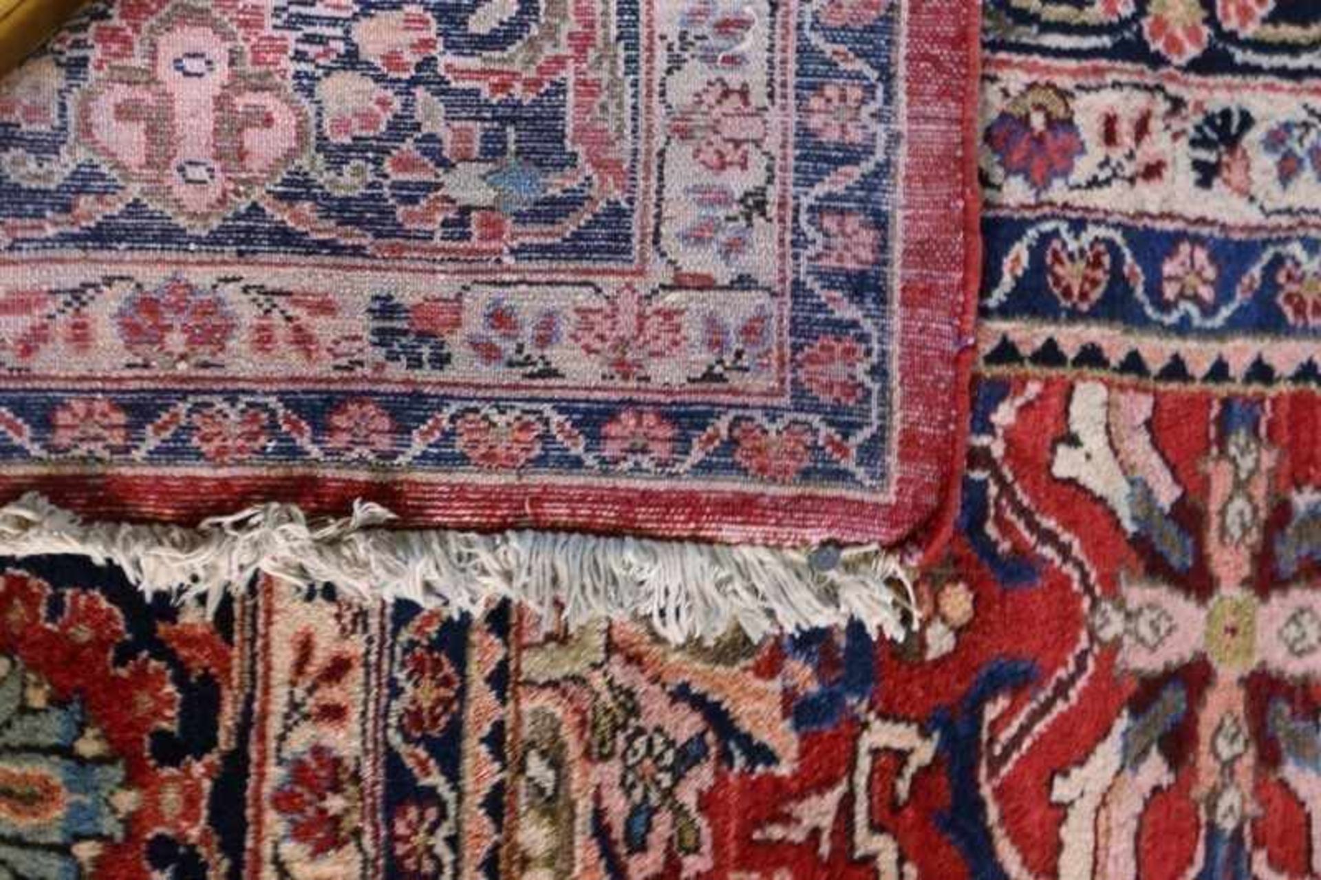 Orientteppich Iran, bez. Teheran, wohl Heriz, Baumwolle/Wolle, hoher Flor, schöner Lüster, - Bild 3 aus 6