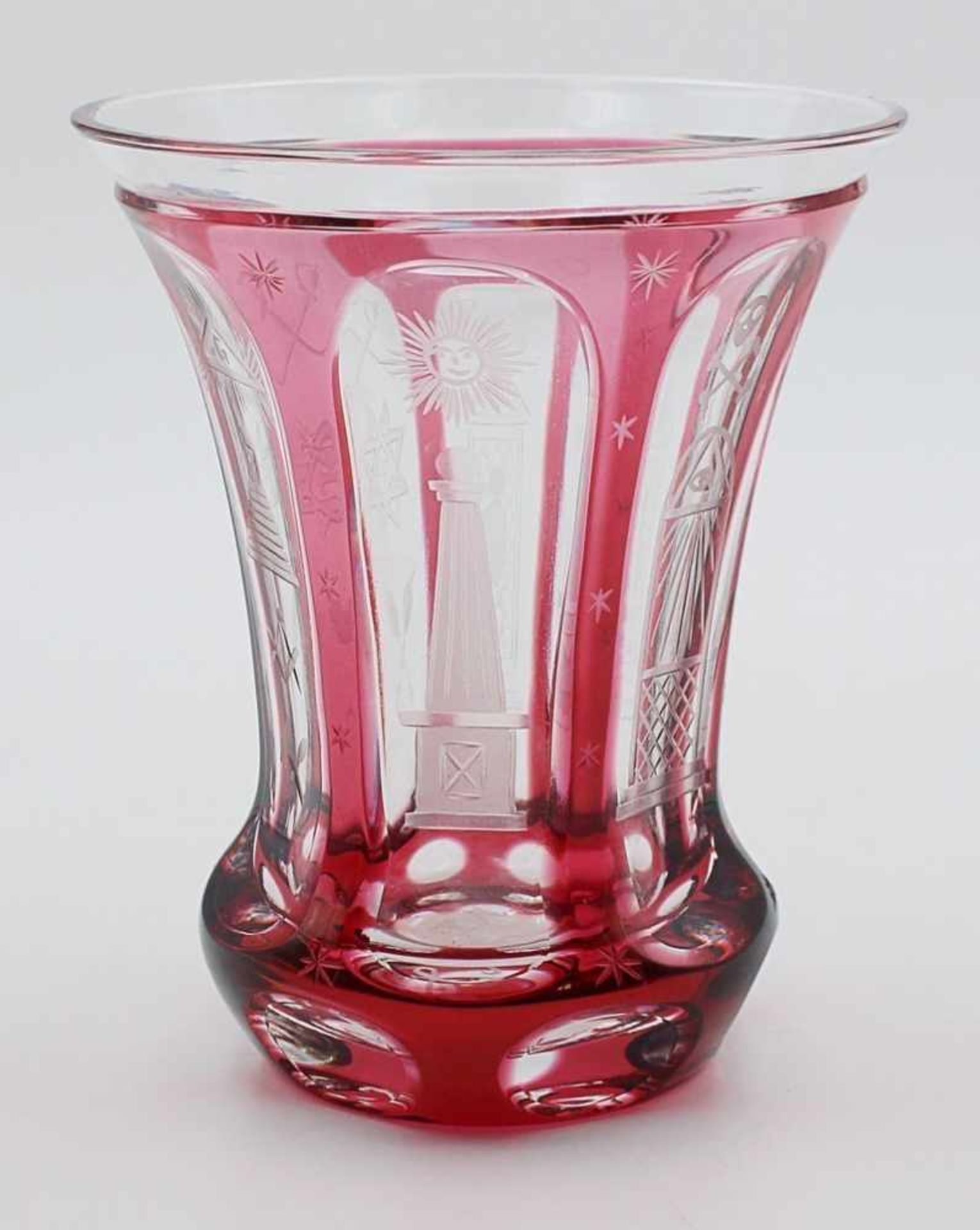 Freimaurer - Ranftbecherum 1900, farbloses dickw. Glas, runder Stand, Ranft m. ovalem - Bild 3 aus 3